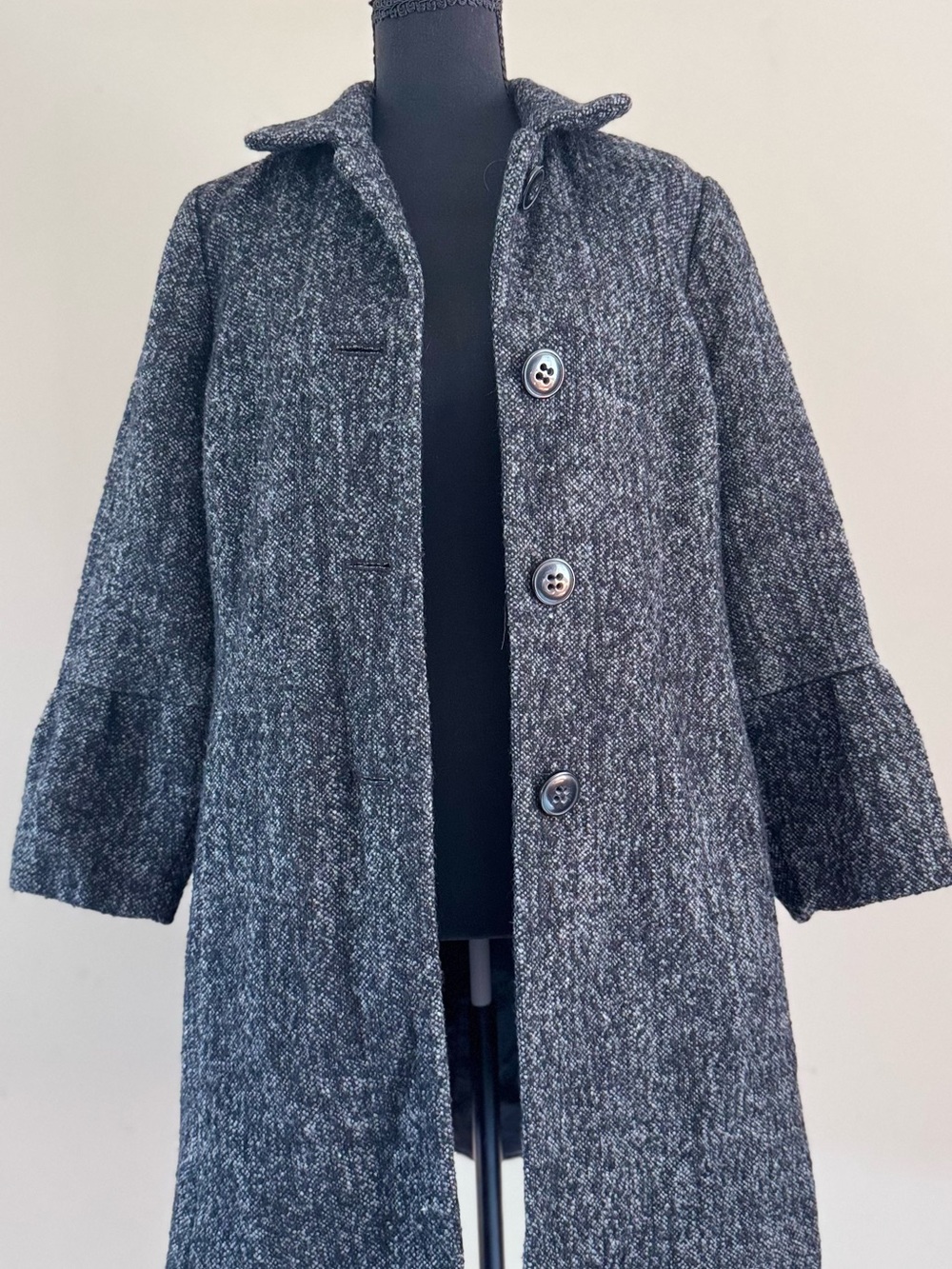 LOFT Charcoal Tweed Pea Coat with Button Front